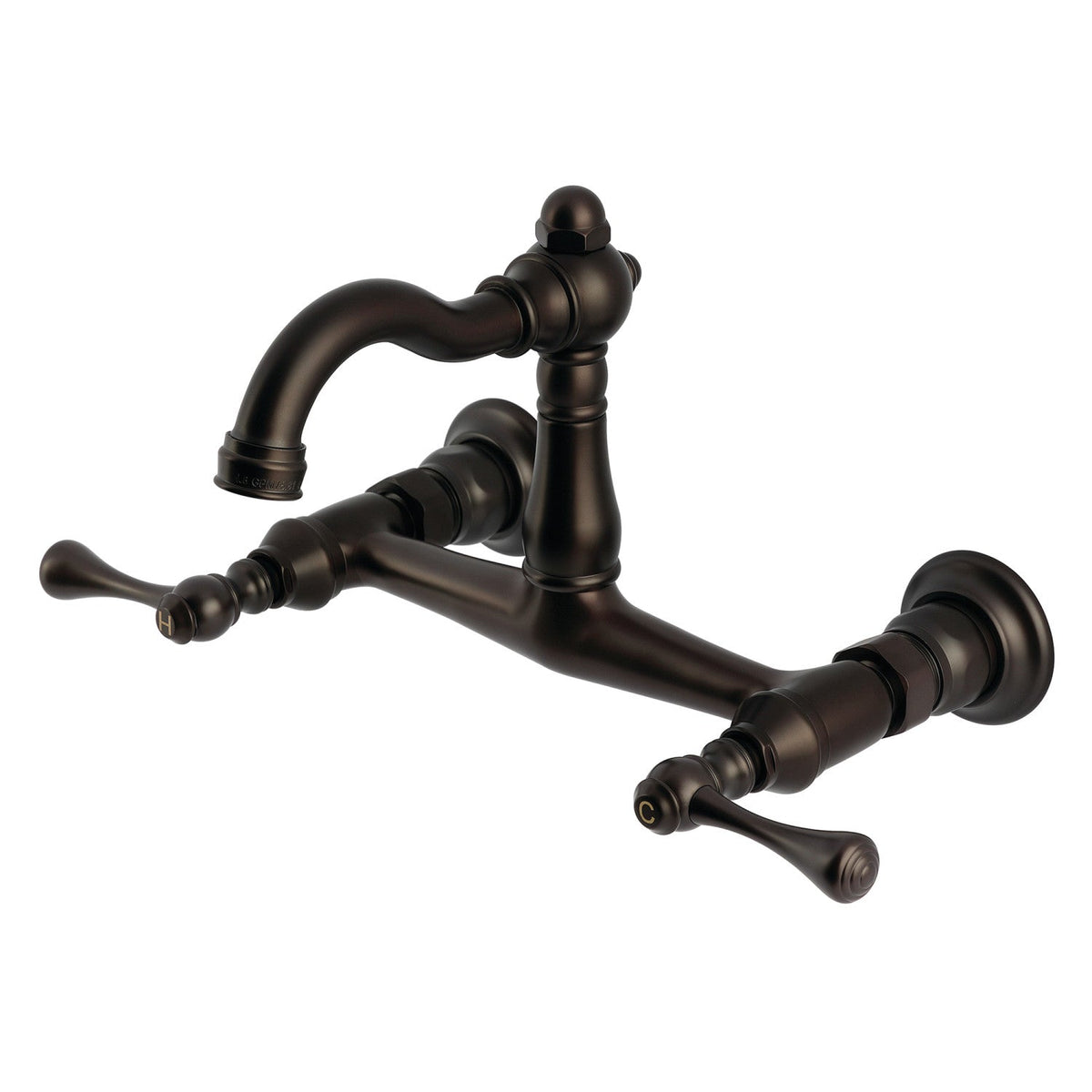 Vintage Double-Handle Wall-Mount Bridge Kitchen Faucet in Oil Rubbed Bronze