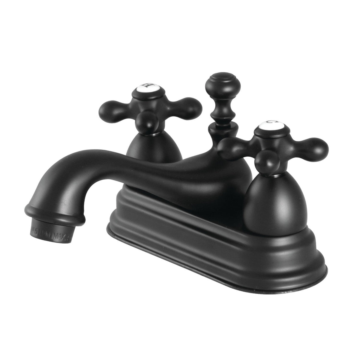 Restoration Double-Handle 4" Centerset Bathroom Faucet with Brass Pop-Up in Matte Black