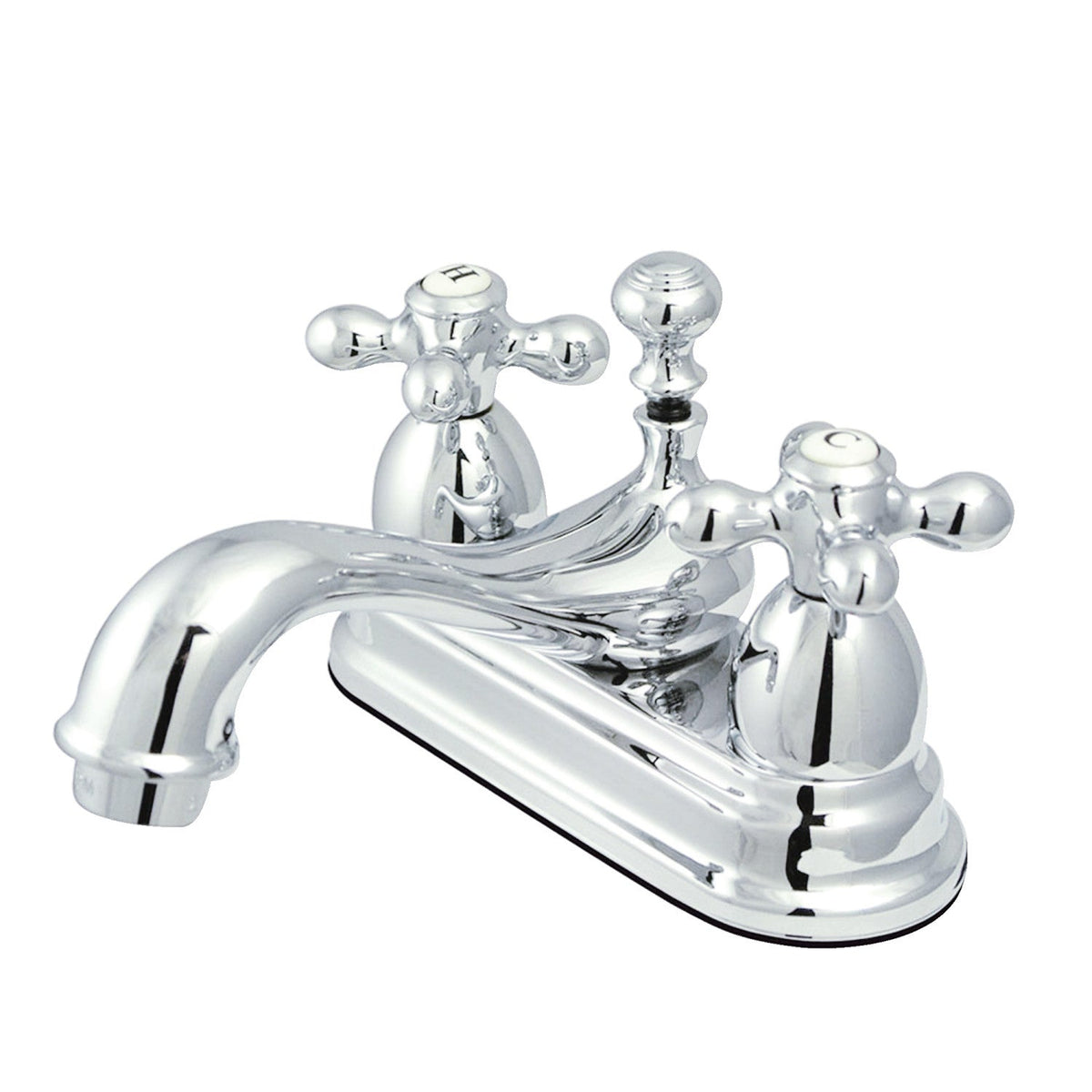 Restoration Double-Handle 4" Centerset Bathroom Faucet with Brass Pop-Up in Polished Chrome