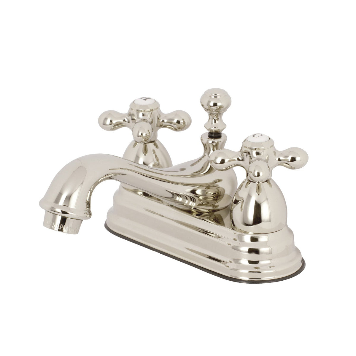 Restoration Double-Handle 4" Centerset Bathroom Faucet with Brass Pop-Up in Polished Nickel