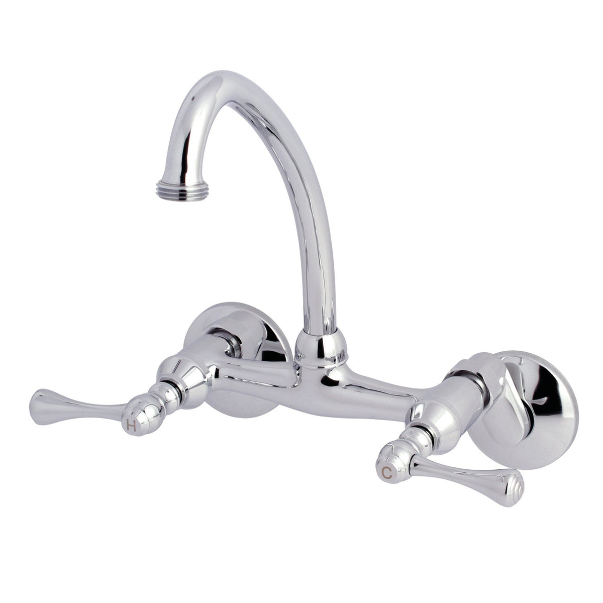 Kingston Double-Handle 2-Hole Wall Mount Laundry Faucet in Polished Chrome