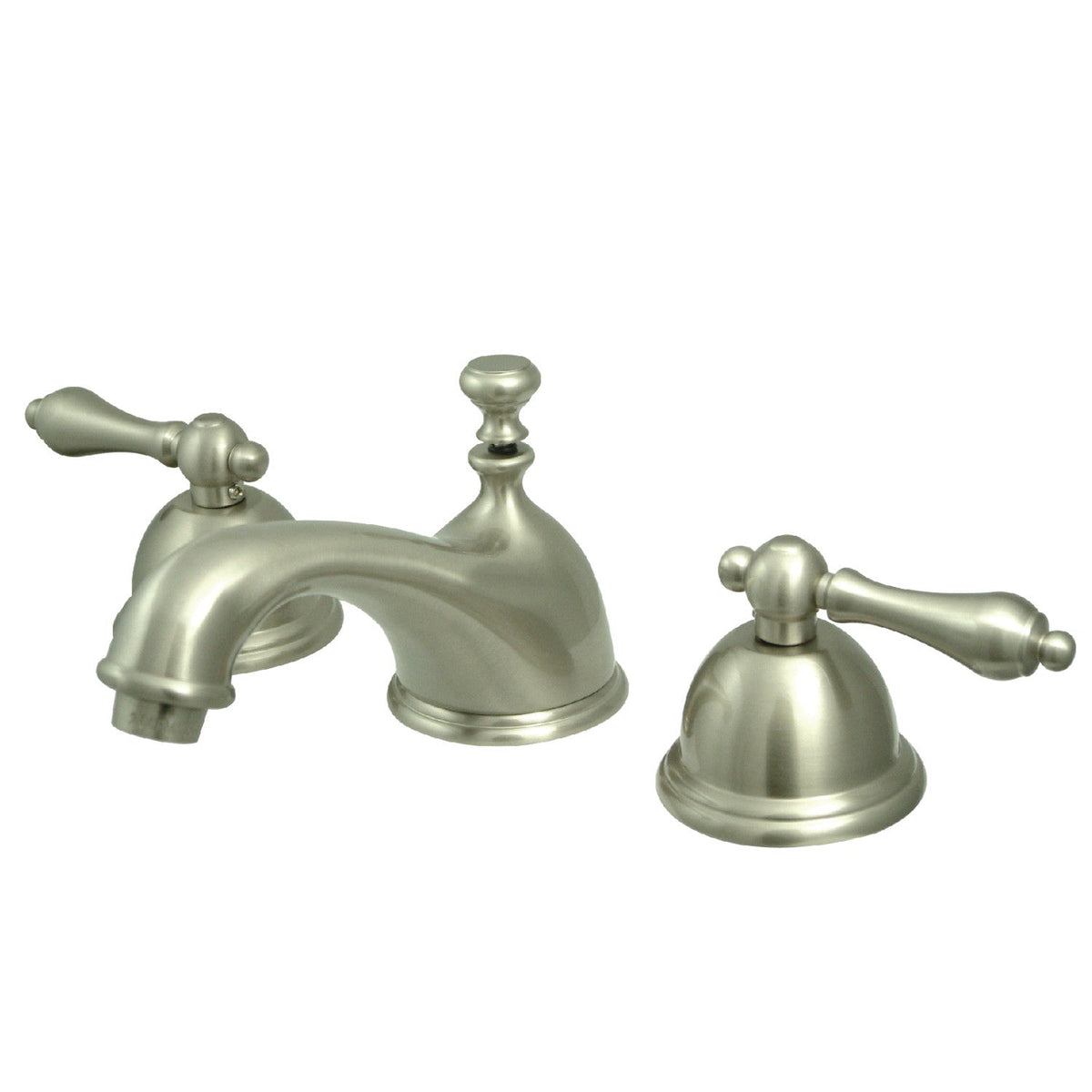 Restoration Widespread Bathroom Faucet with Brass Pop-Up in Brushed Nickel