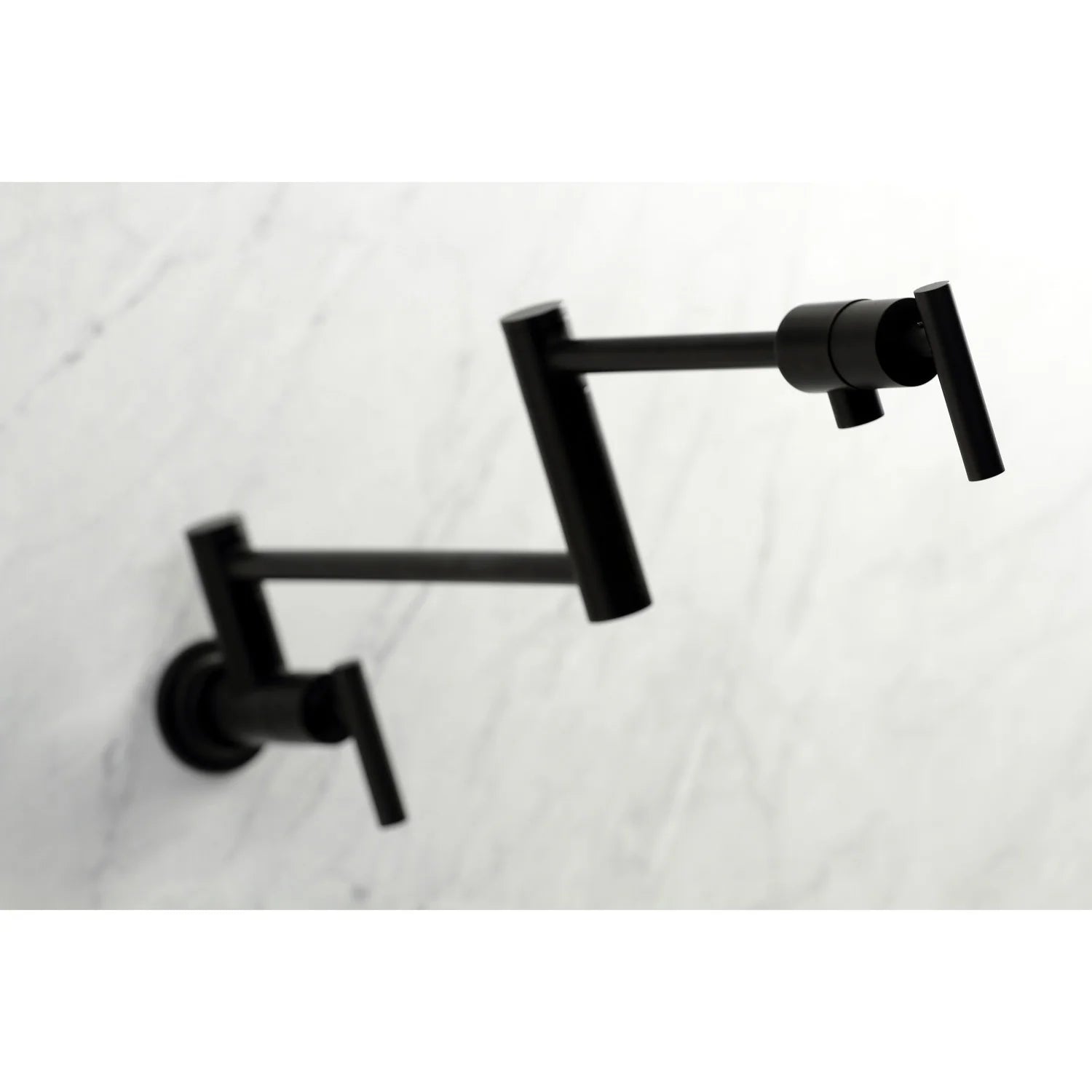 Wall-mount pot filler faucet, matte black, spout end and wall-mounted control