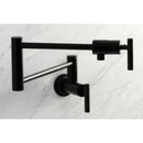 Kingston Brass Manhattan Wall Mount Pot Filler Faucet, Matte Black (KS4100CML)