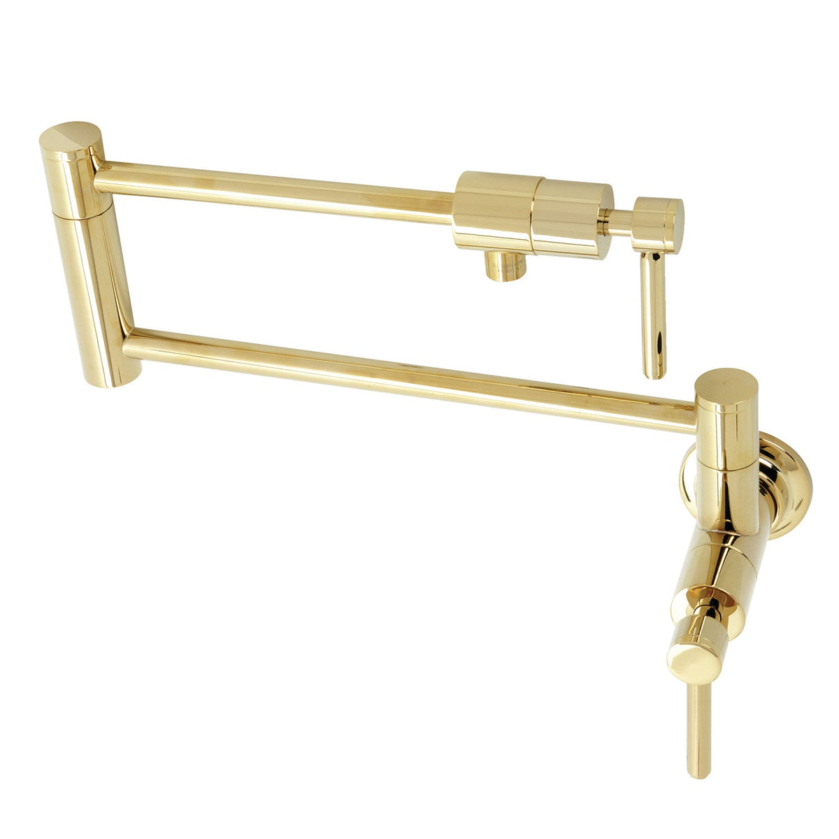 Concord Wall Mount Pot Filler Faucet in Polished Brass