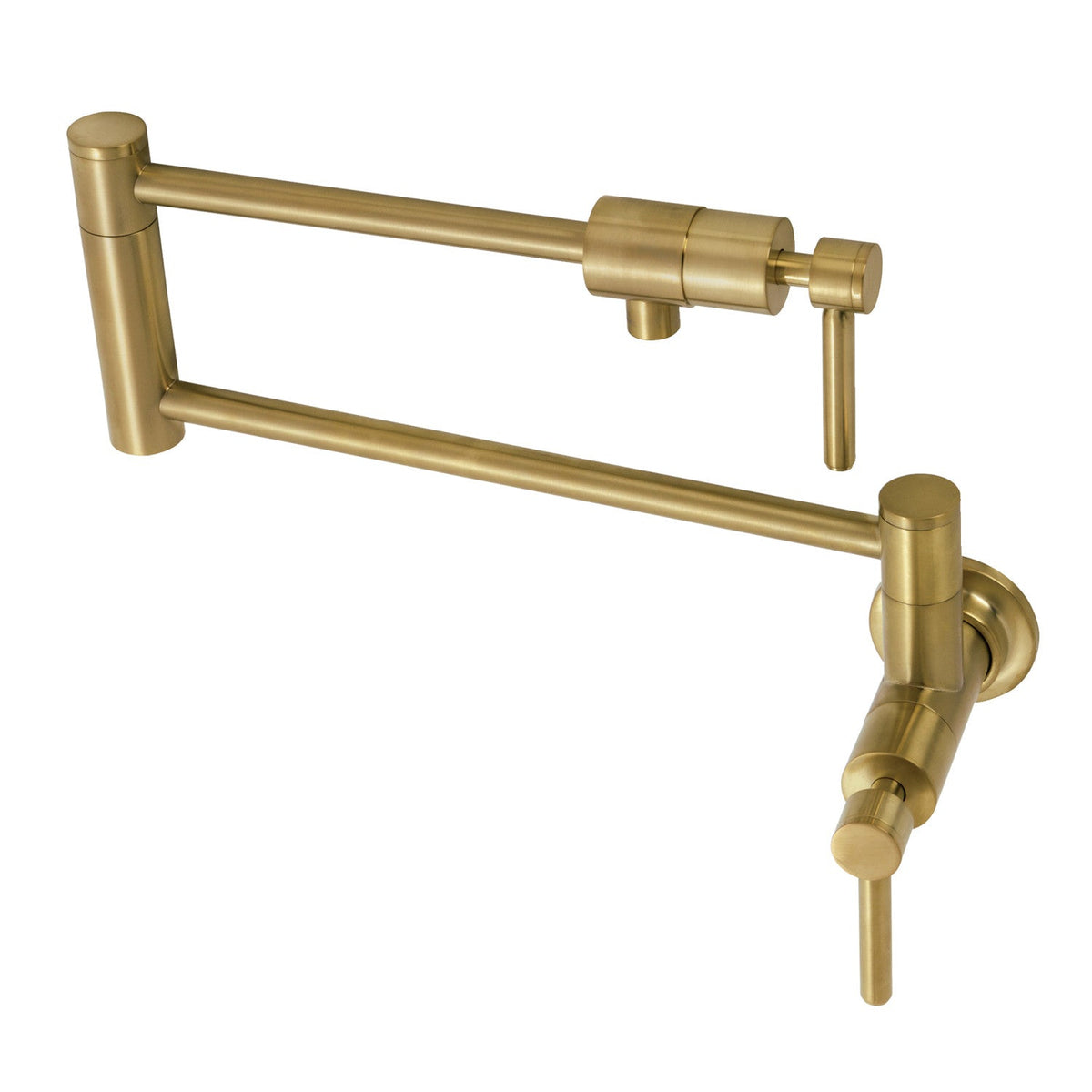 Concord Wall Mount Pot Filler Faucet in Brushed Brass