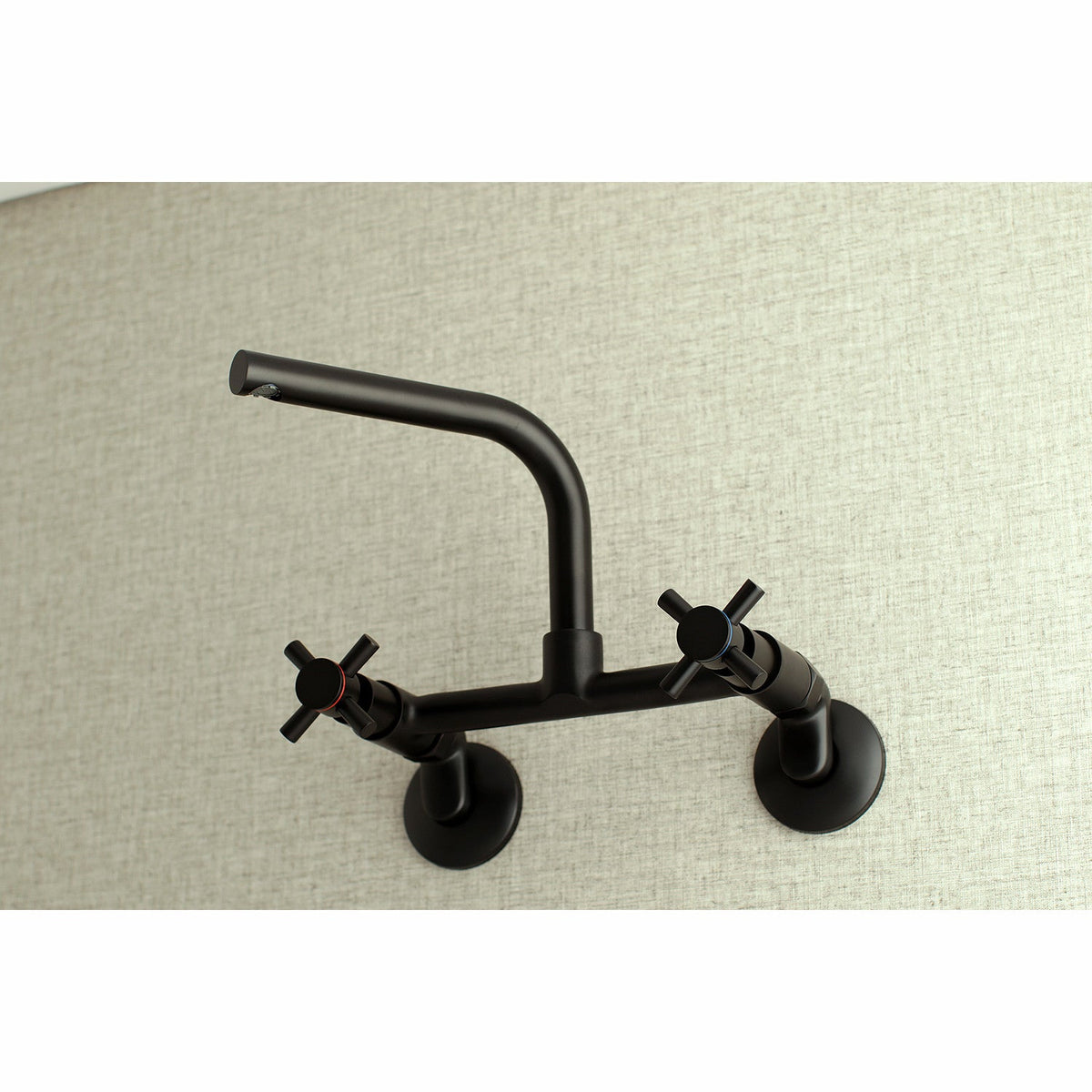 Concord Double-Handle Wall-Mount Bridge Kitchen Faucet in Matte Black