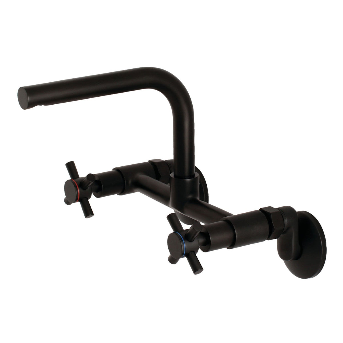 Concord Double-Handle Wall-Mount Bridge Kitchen Faucet in Matte Black