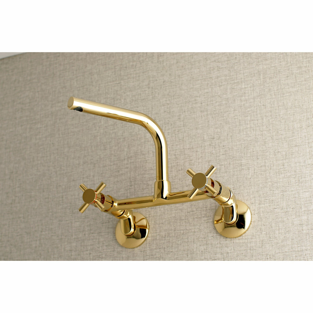 Concord Double-Handle Wall-Mount Bridge Kitchen Faucet in Polished Brass