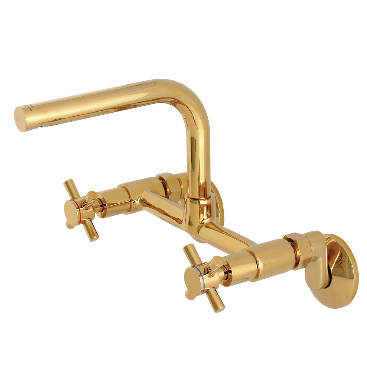 Concord Double-Handle Wall-Mount Bridge Kitchen Faucet in Polished Brass