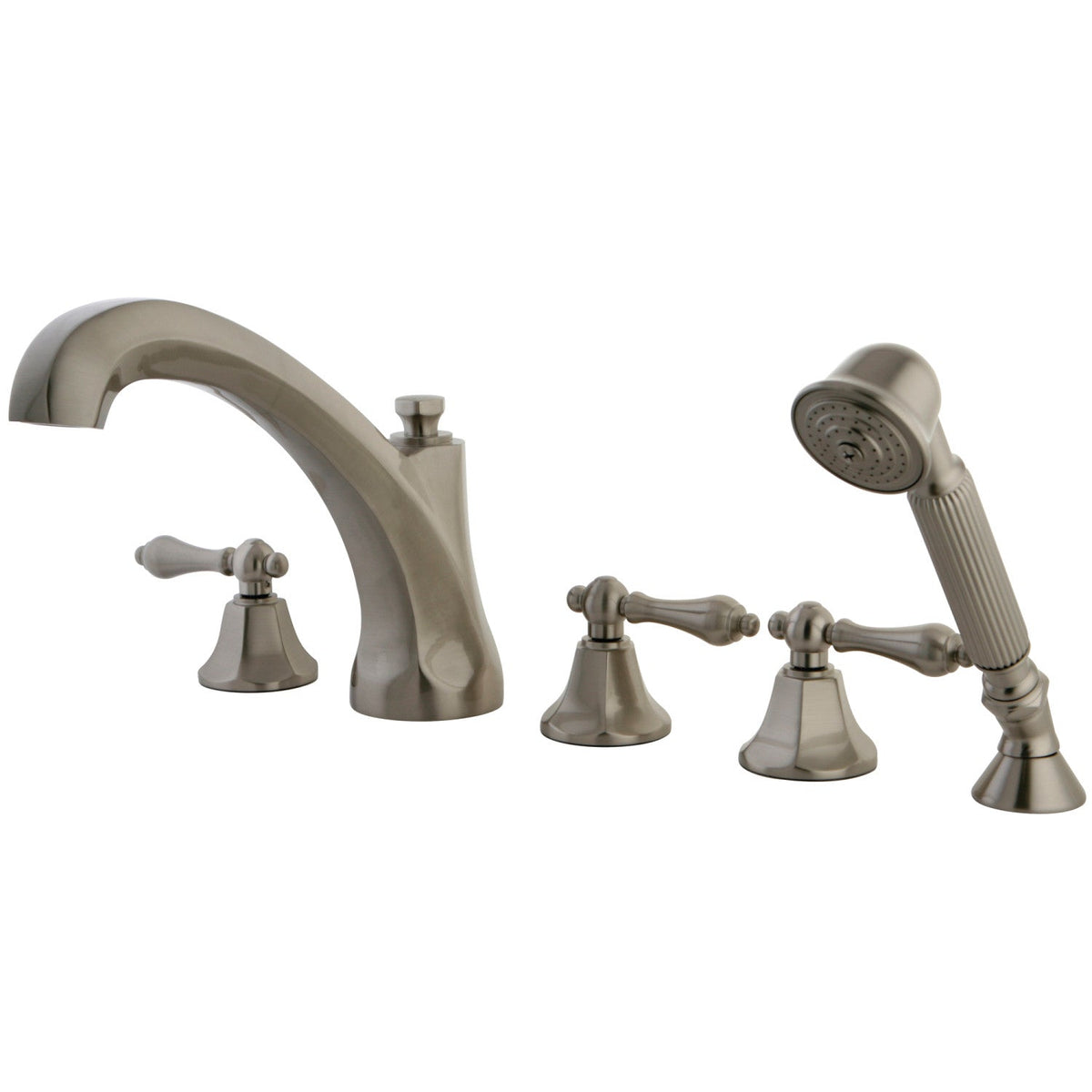 Metropolitan 5-Piece Roman Tub Faucet with Hand Shower in Brushed Nickel
