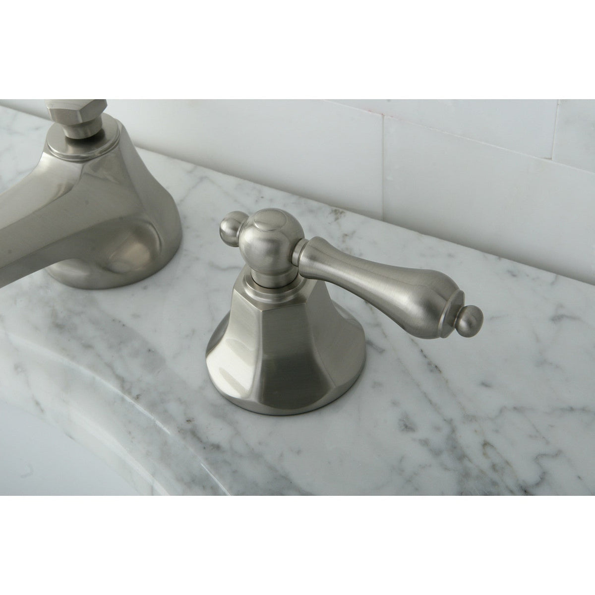 Metropolitan Widespread Bathroom Faucet with Brass Pop-Up in Brushed Nickel