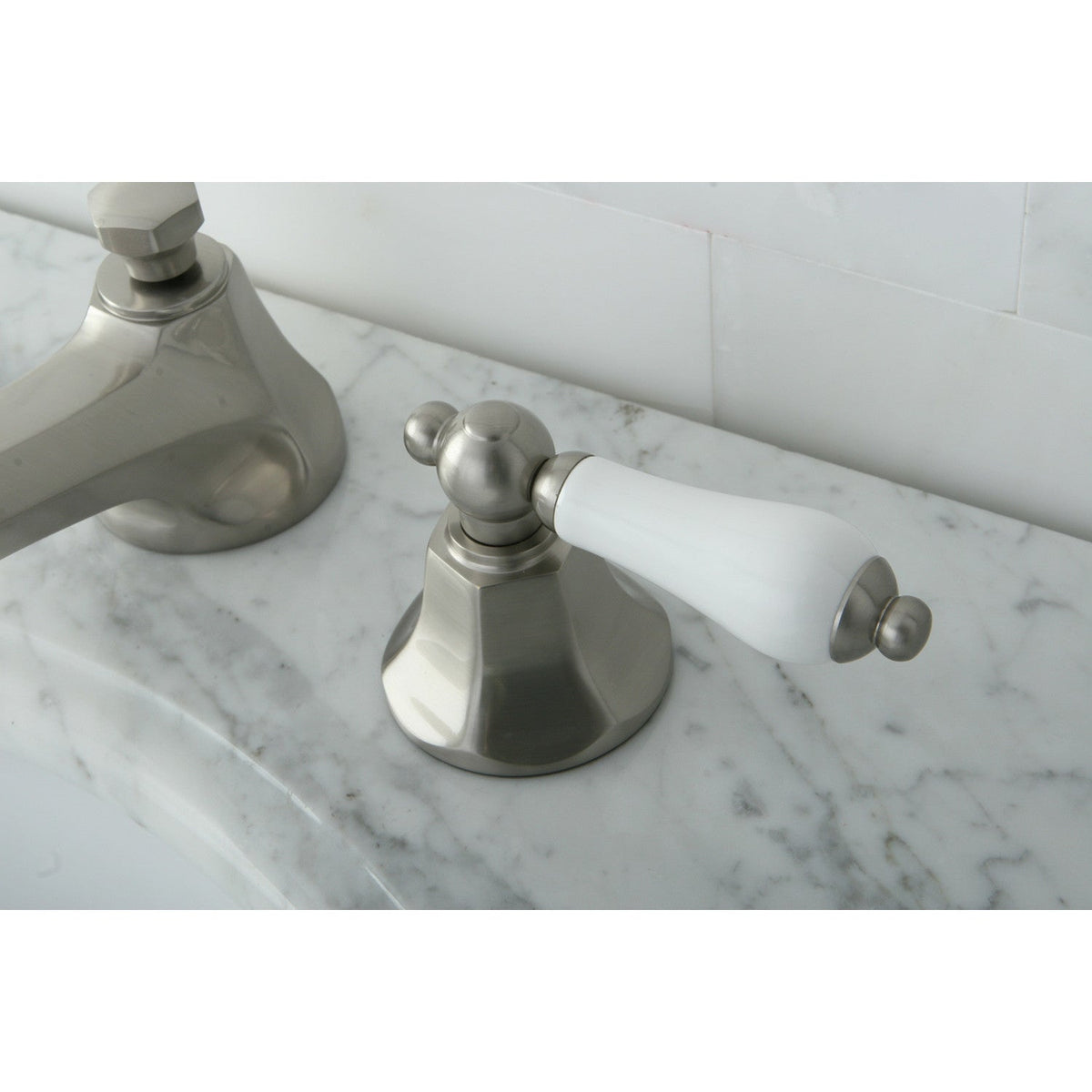 Metropolitan Widespread Bathroom Faucet with Brass Pop-Up in Brushed Nickel
