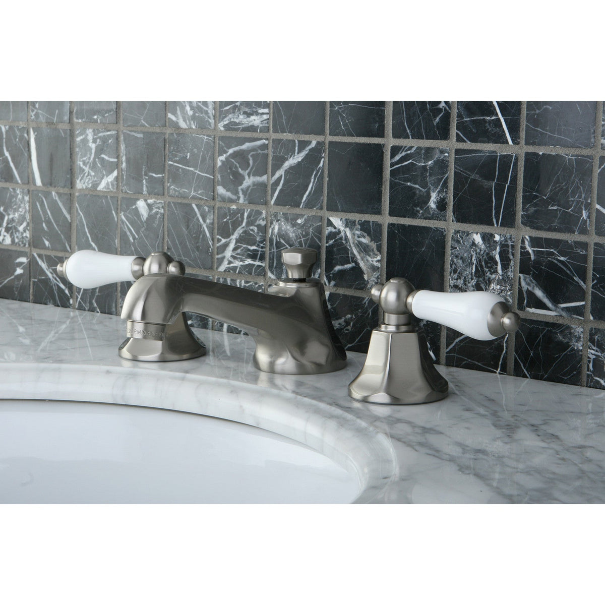 Metropolitan Widespread Bathroom Faucet with Brass Pop-Up in Brushed Nickel