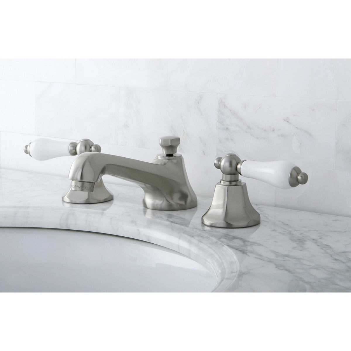 Metropolitan Widespread Bathroom Faucet with Brass Pop-Up in Brushed Nickel