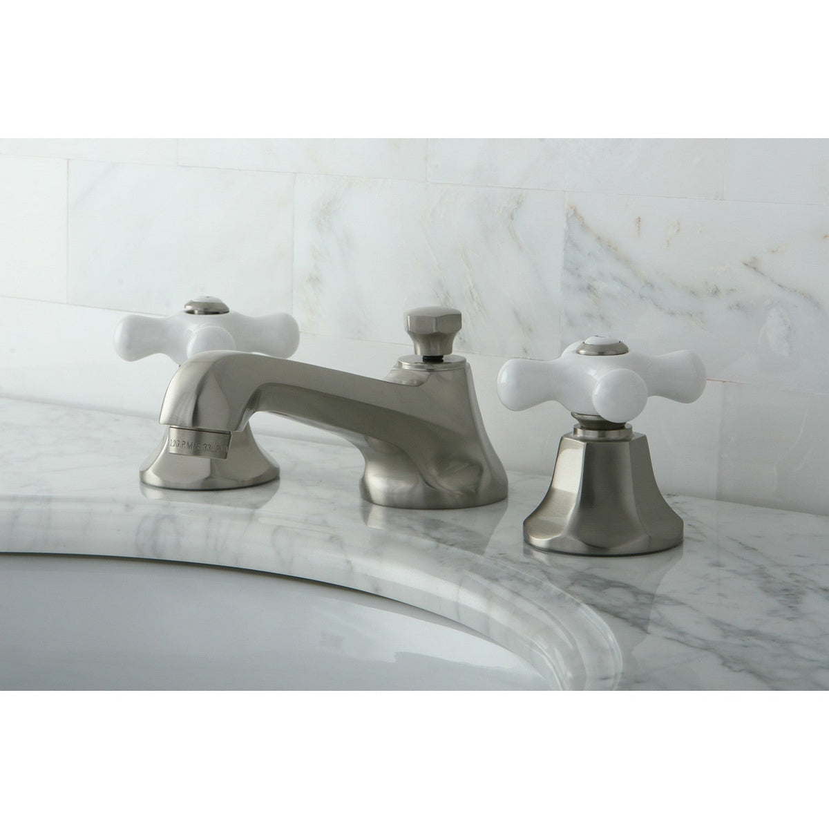 Metropolitan Widespread Bathroom Faucet with Brass Pop-Up in Brushed Nickel