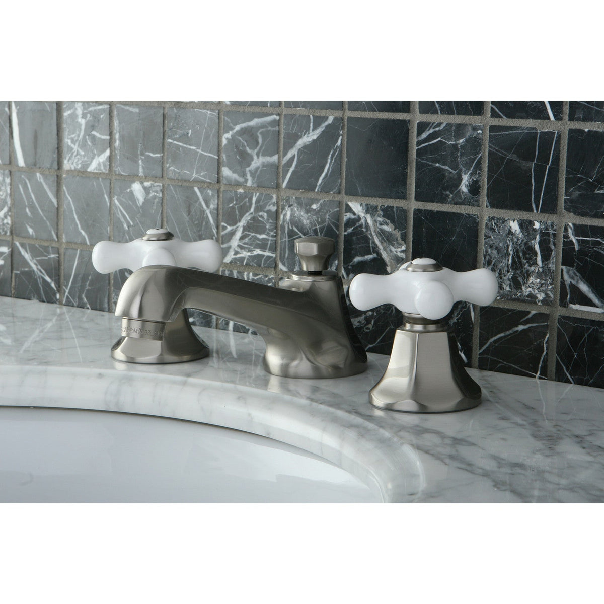 Metropolitan Widespread Bathroom Faucet with Brass Pop-Up in Brushed Nickel