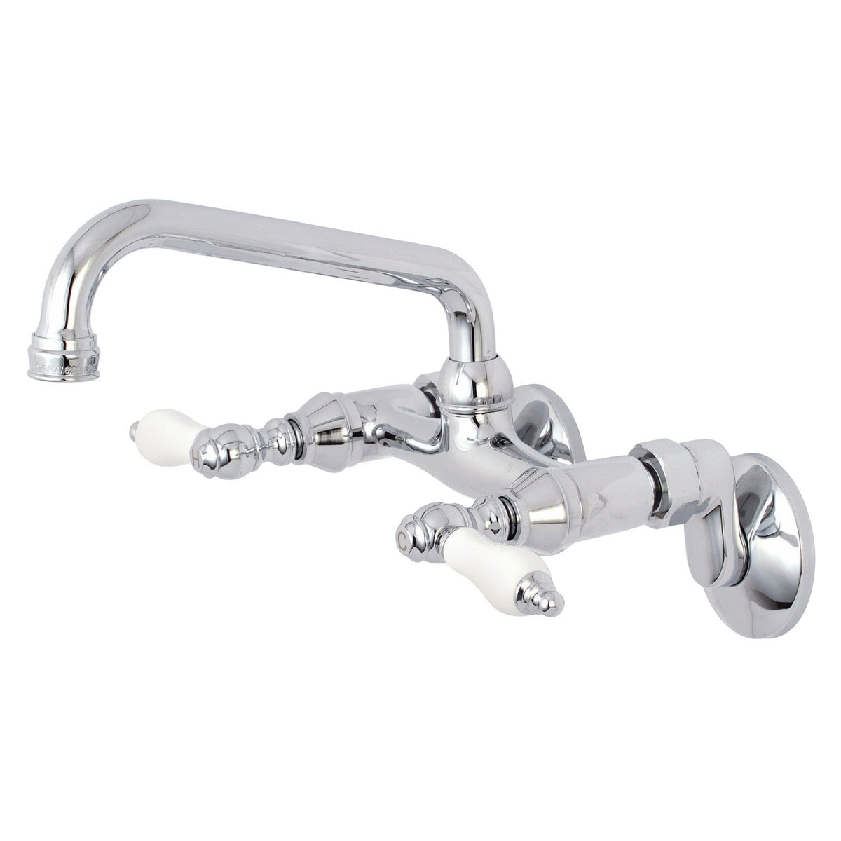 Kingston Double-Handle Wall-Mount Bridge Kitchen Faucet in Polished Chrome