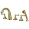 Kingston Brass Royale 5-Piece Roman Tub Faucet with Hand Shower, Polished Brass (KS53625FL)