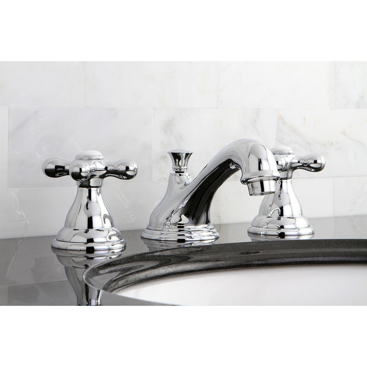 Royale Widespread Bathroom Faucet with Brass Pop-Up in Polished Chrome