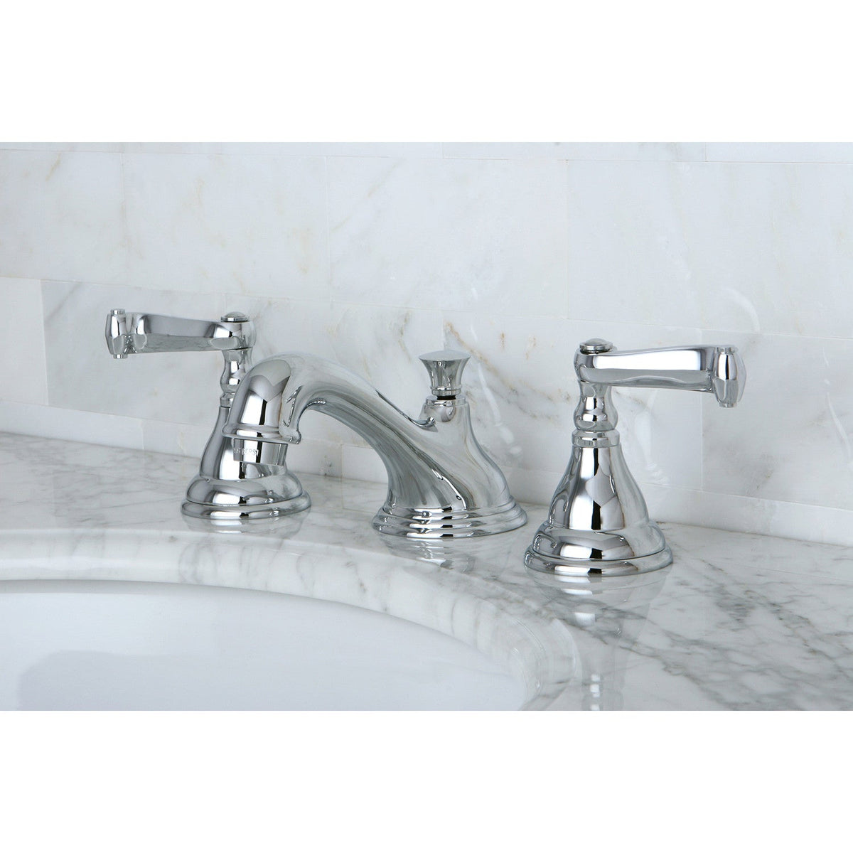 Royale Widespread Bathroom Faucet with Brass Pop-Up in Polished Chrome