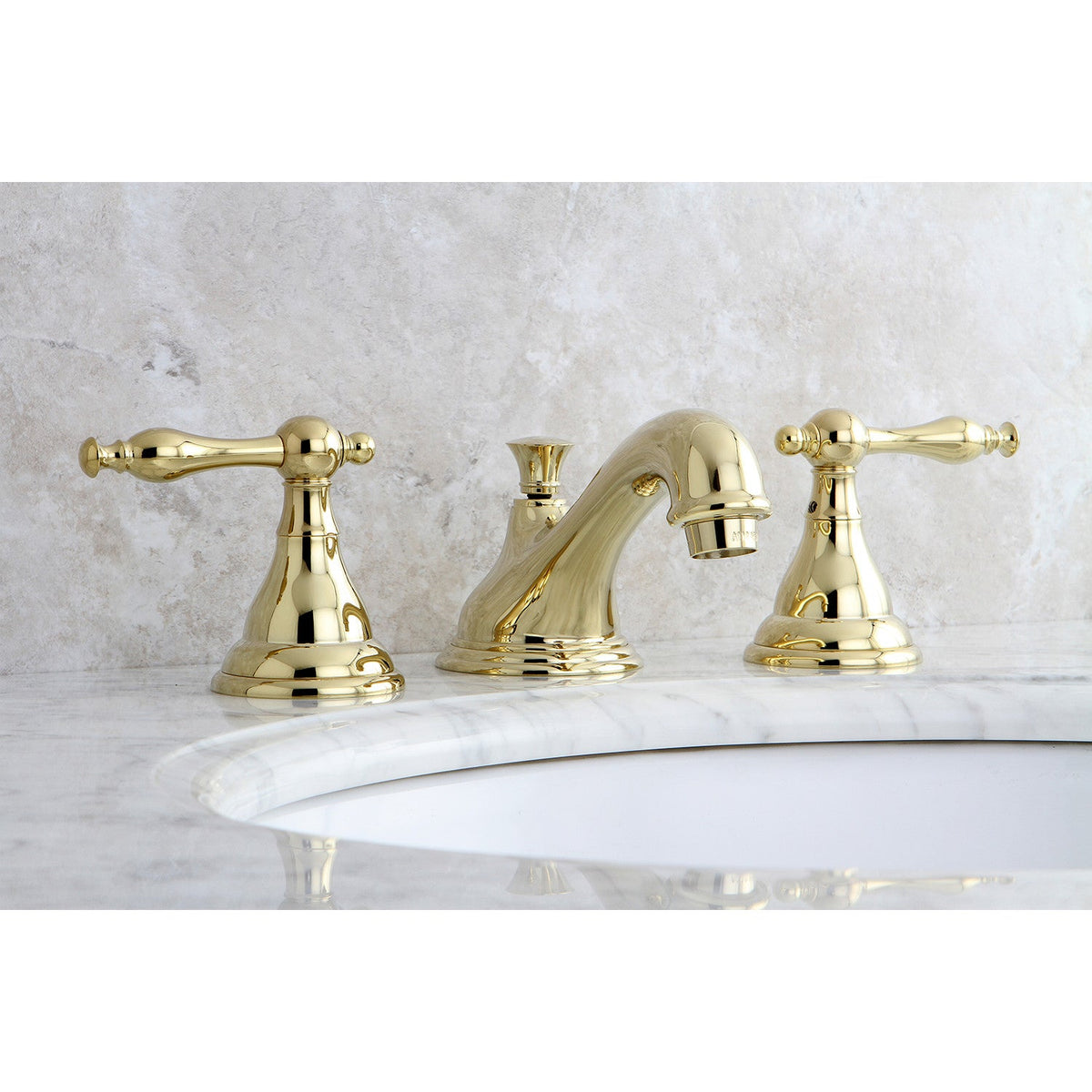 Widespread Bathroom Faucet with Brass Pop-Up in Polished Brass
