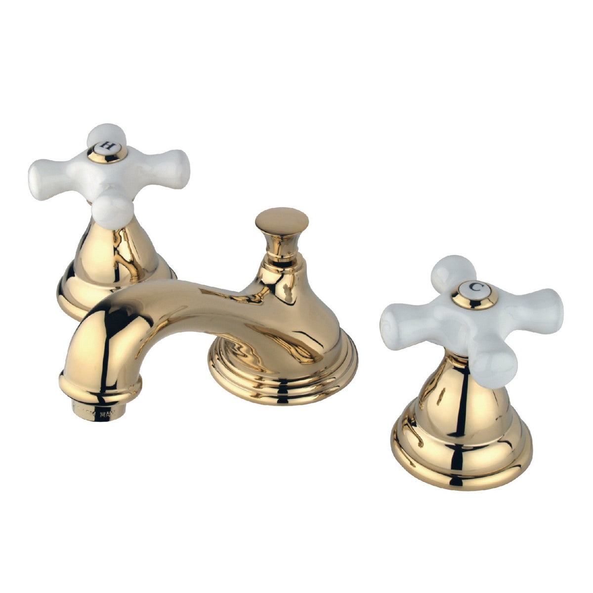 Royale Widespread Bathroom Faucet with Brass Pop-Up in Polished Brass