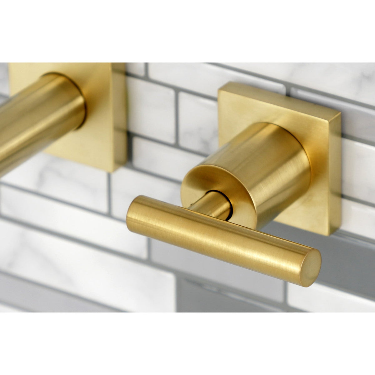 Manhattan Two-Handle Wall Mount Roman Tub Faucet in Brushed Brass