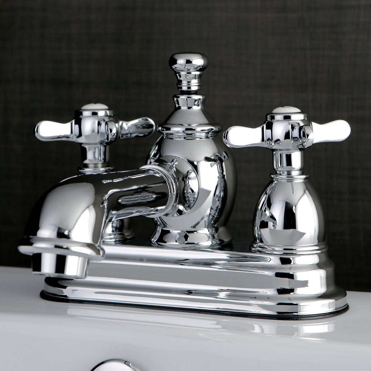 Essex Double-Handle 4" Centerset Bathroom Faucet with Brass Pop-Up in Polished Chrome