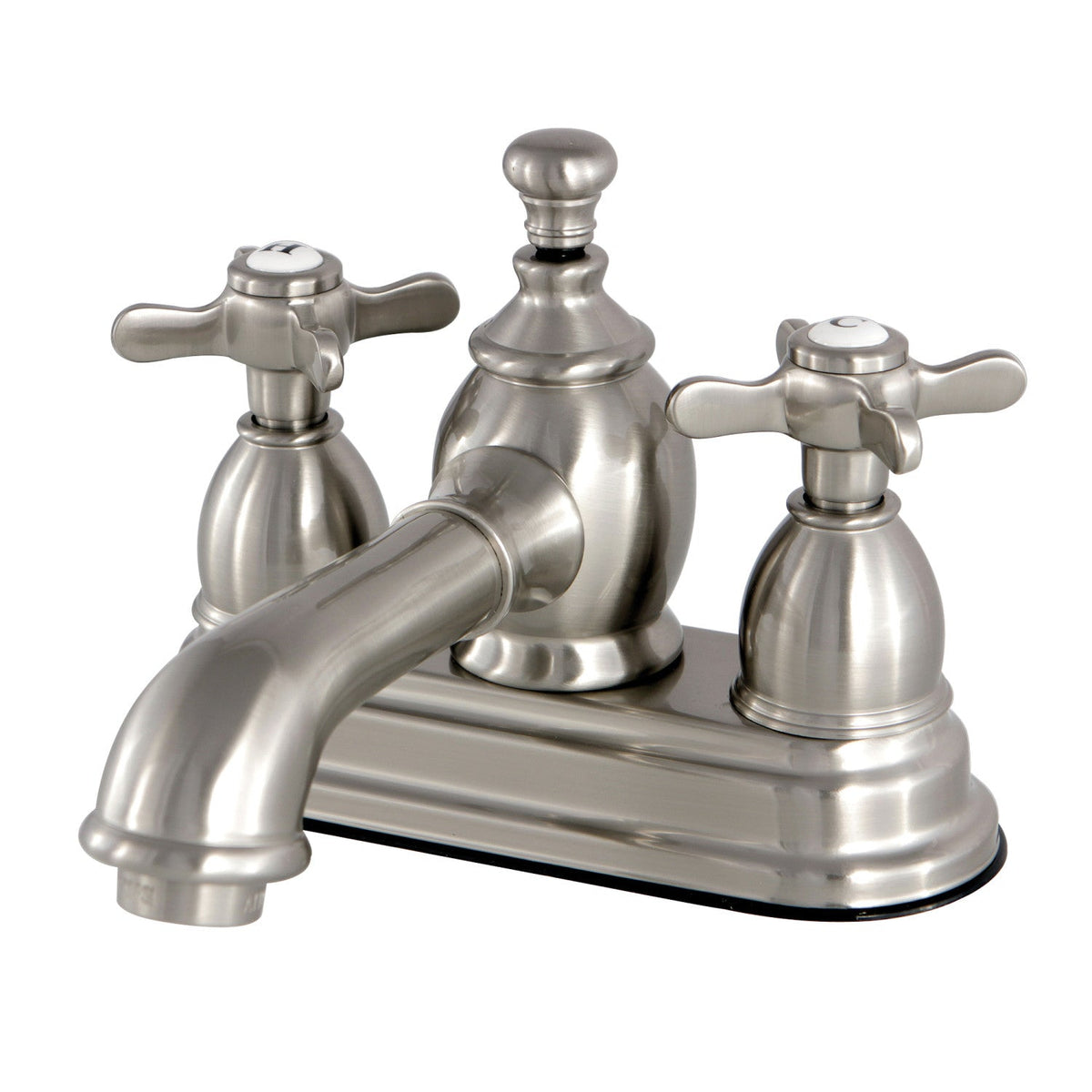 Essex Double-Handle 4" Centerset Bathroom Faucet with Brass Pop-Up in Brushed Nickel