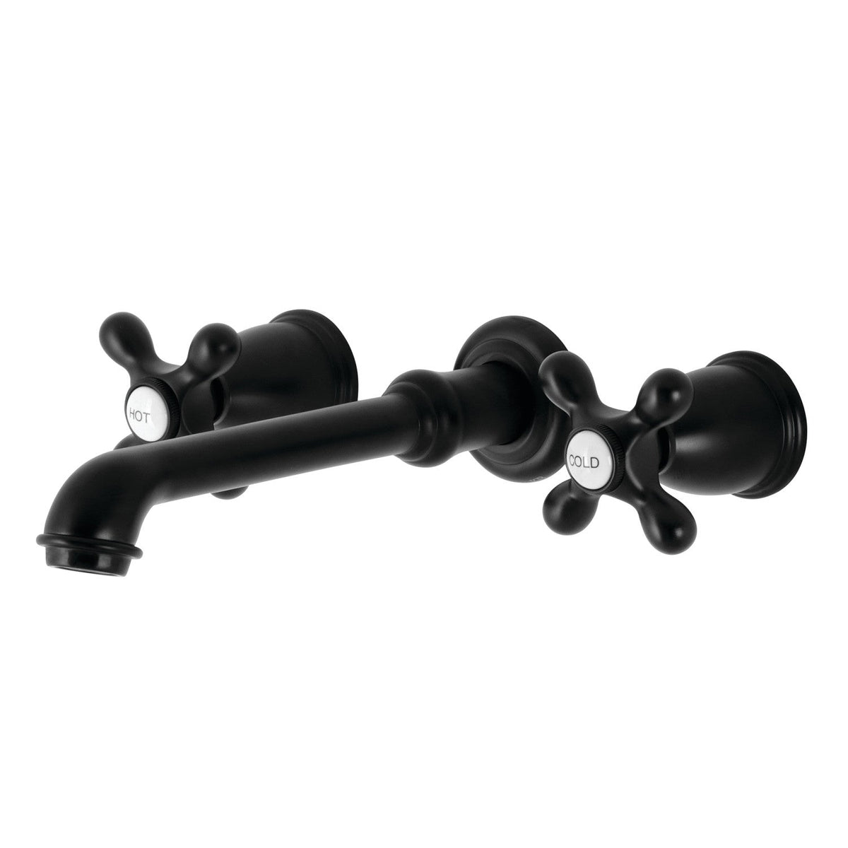 English Country Two-Handle Wall Mount Roman Tub Faucet in Matte Black
