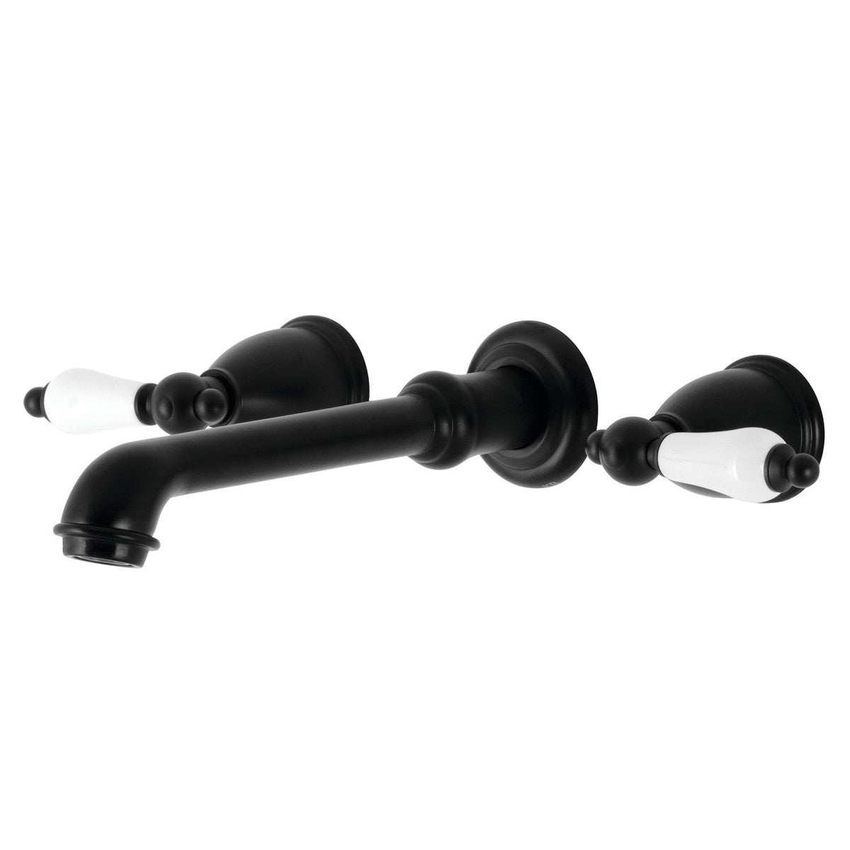English Vintage Two-Handle Wall Mount Roman Tub Faucet in Matte Black