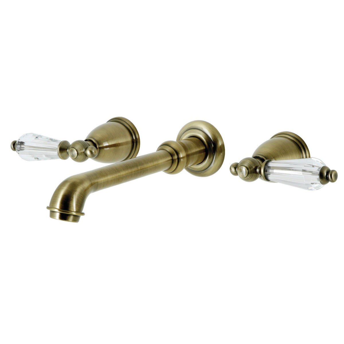 Wilshire Two-Handle Wall Mount Roman Tub Faucet in Antique Brass