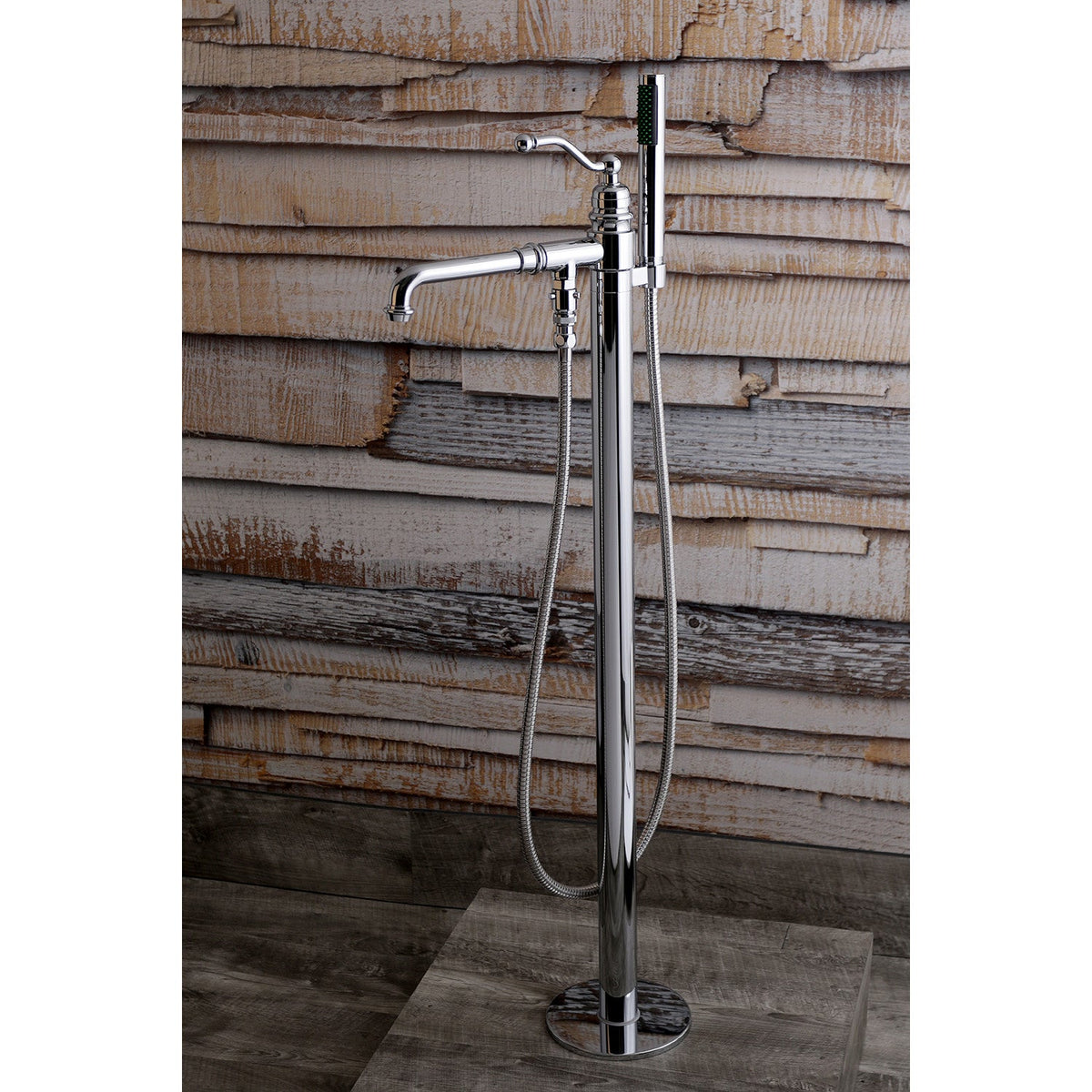English Country Freestanding Tub Faucet with Hand Shower in Polished Chrome