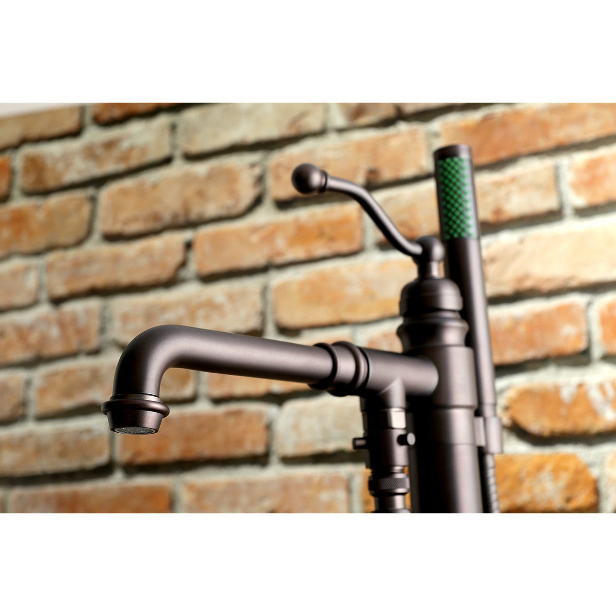English Country Freestanding Tub Faucet with Hand Shower in Oil Rubbed Bronze