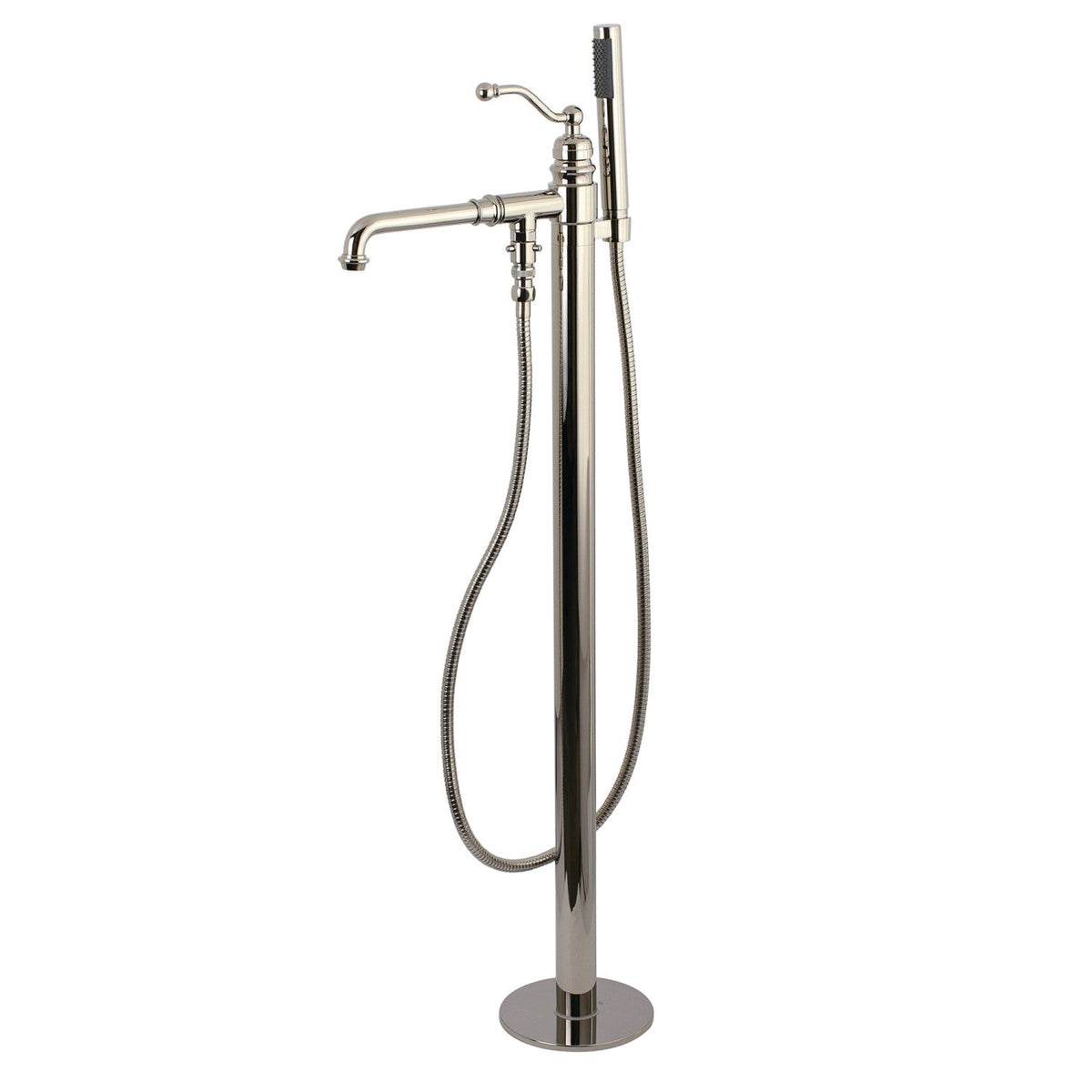 English Country Freestanding Tub Faucet with Hand Shower in Polished Nickel