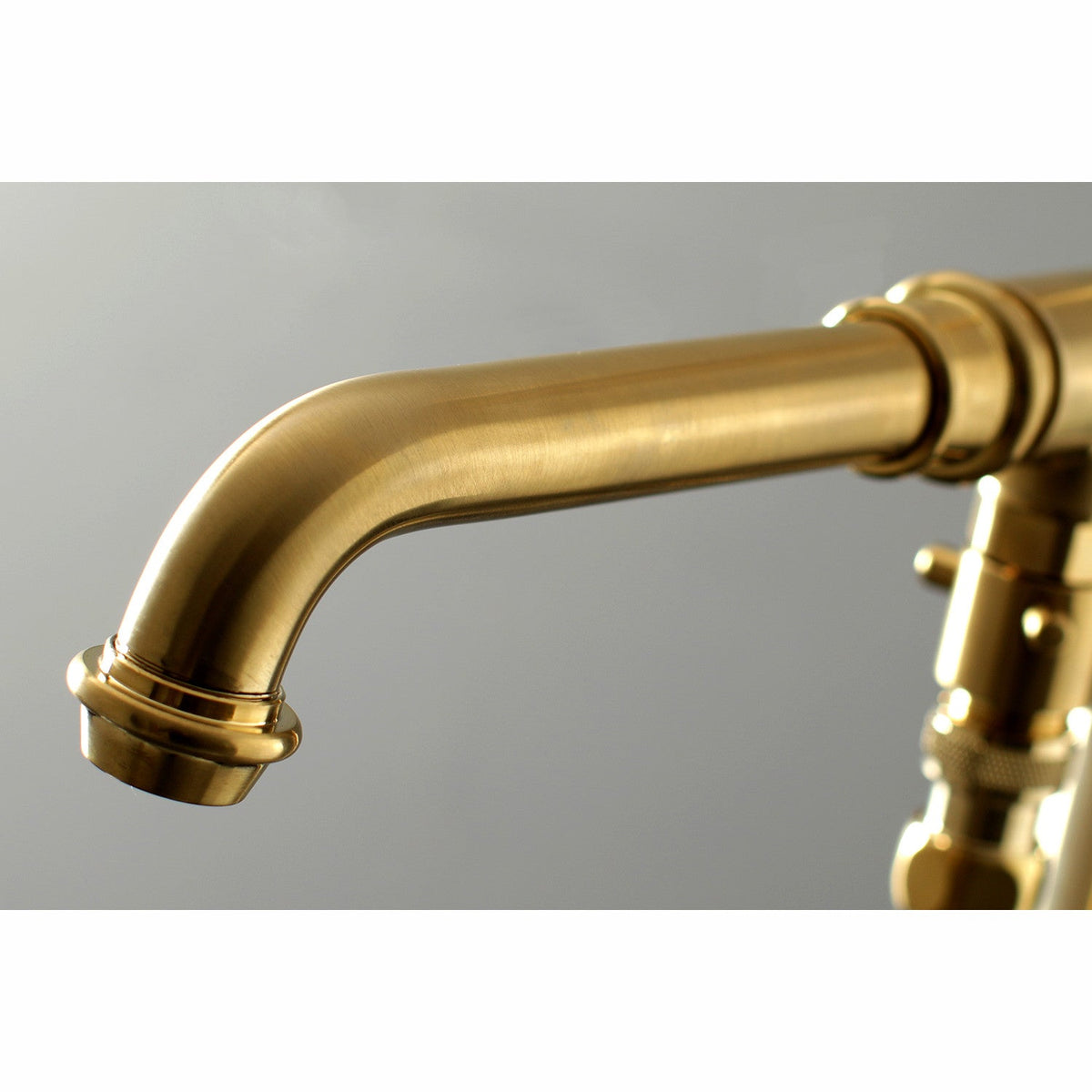 English Country Freestanding Tub Faucet with Hand Shower in Brushed Brass