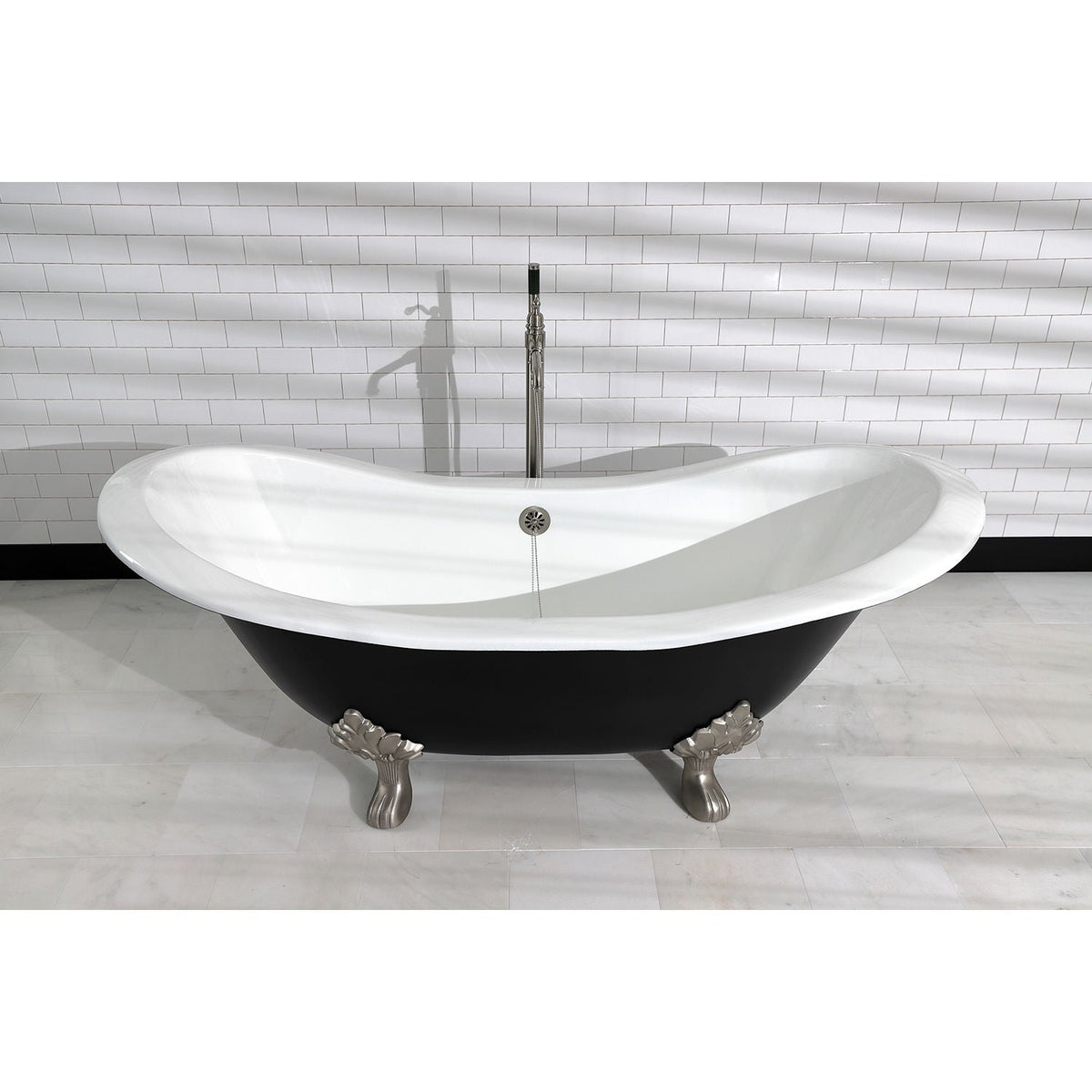 English Country Freestanding Tub Faucet with Hand Shower in Brushed Nickel
