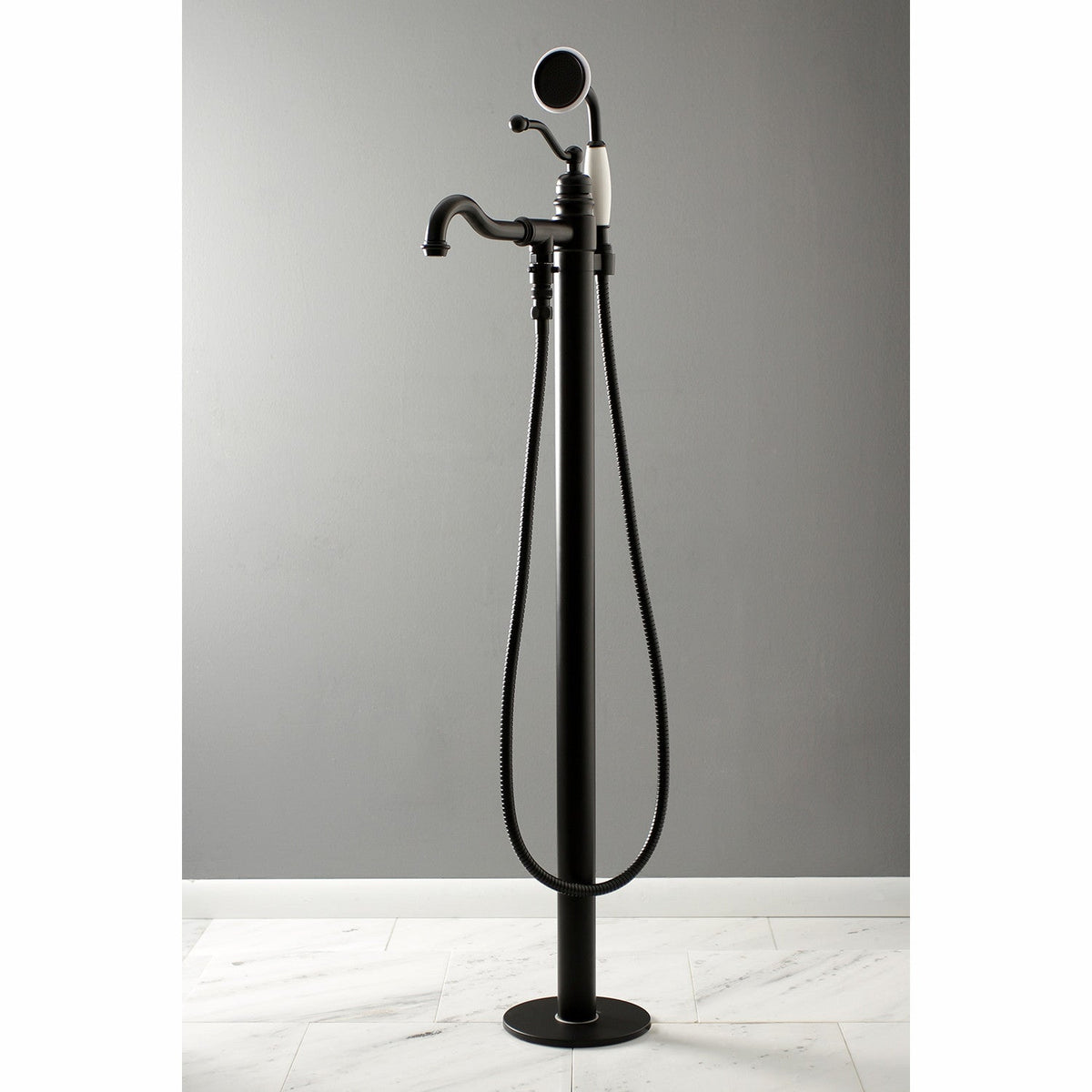 English Country Freestanding Tub Faucet with Hand Shower in Matte Black
