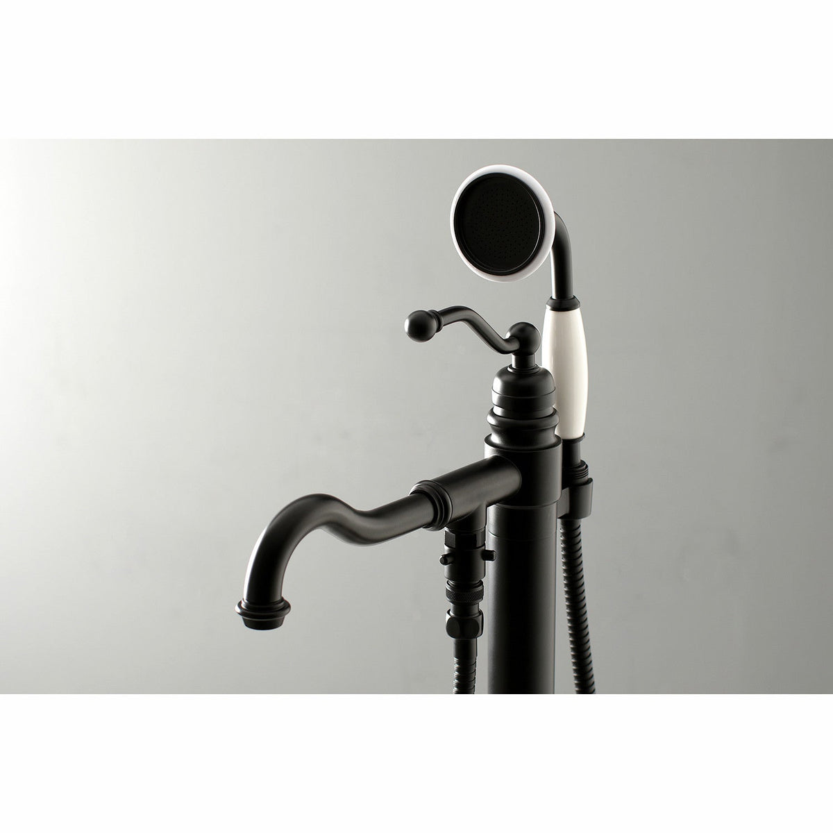 English Country Freestanding Tub Faucet with Hand Shower in Matte Black