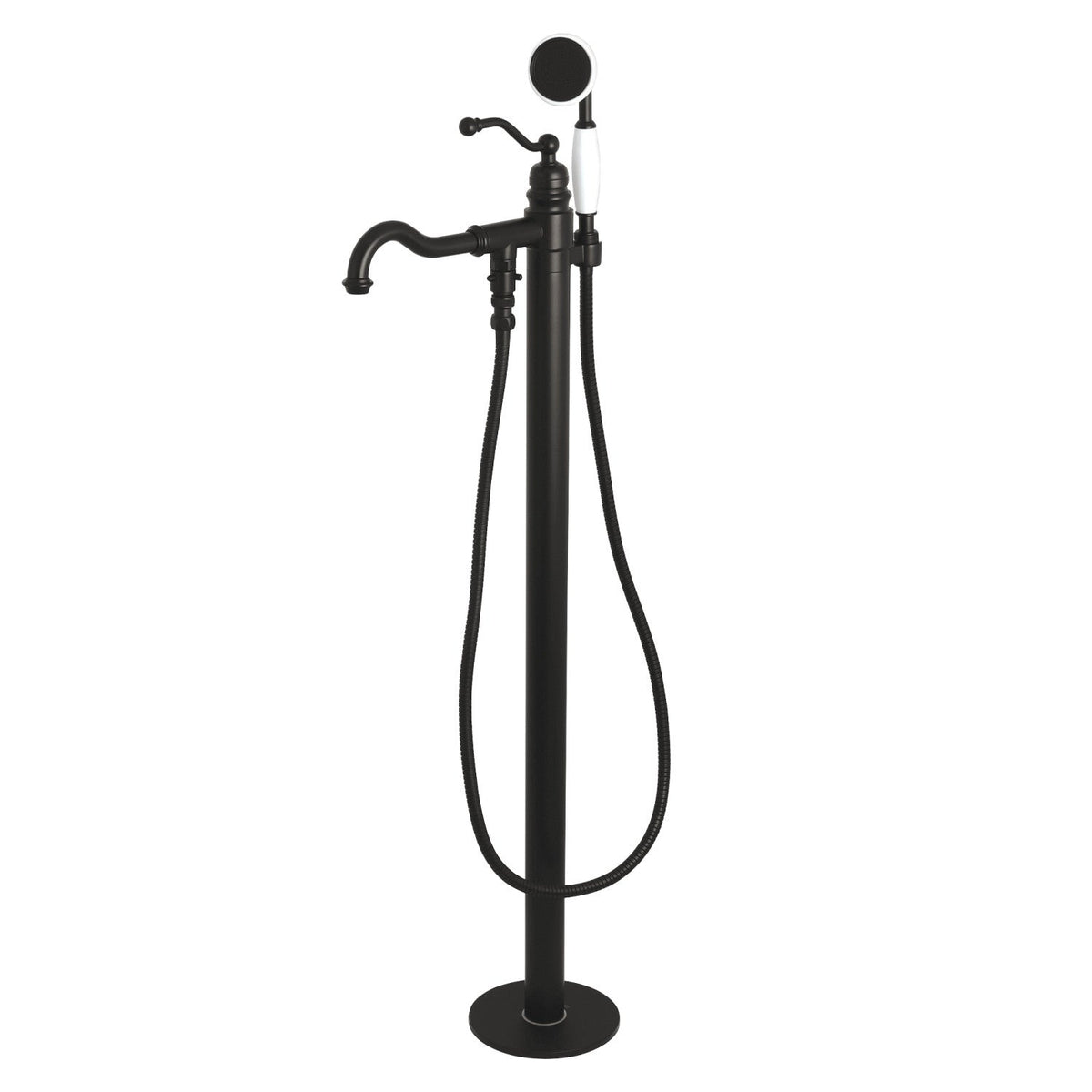 English Country Freestanding Tub Faucet with Hand Shower in Matte Black