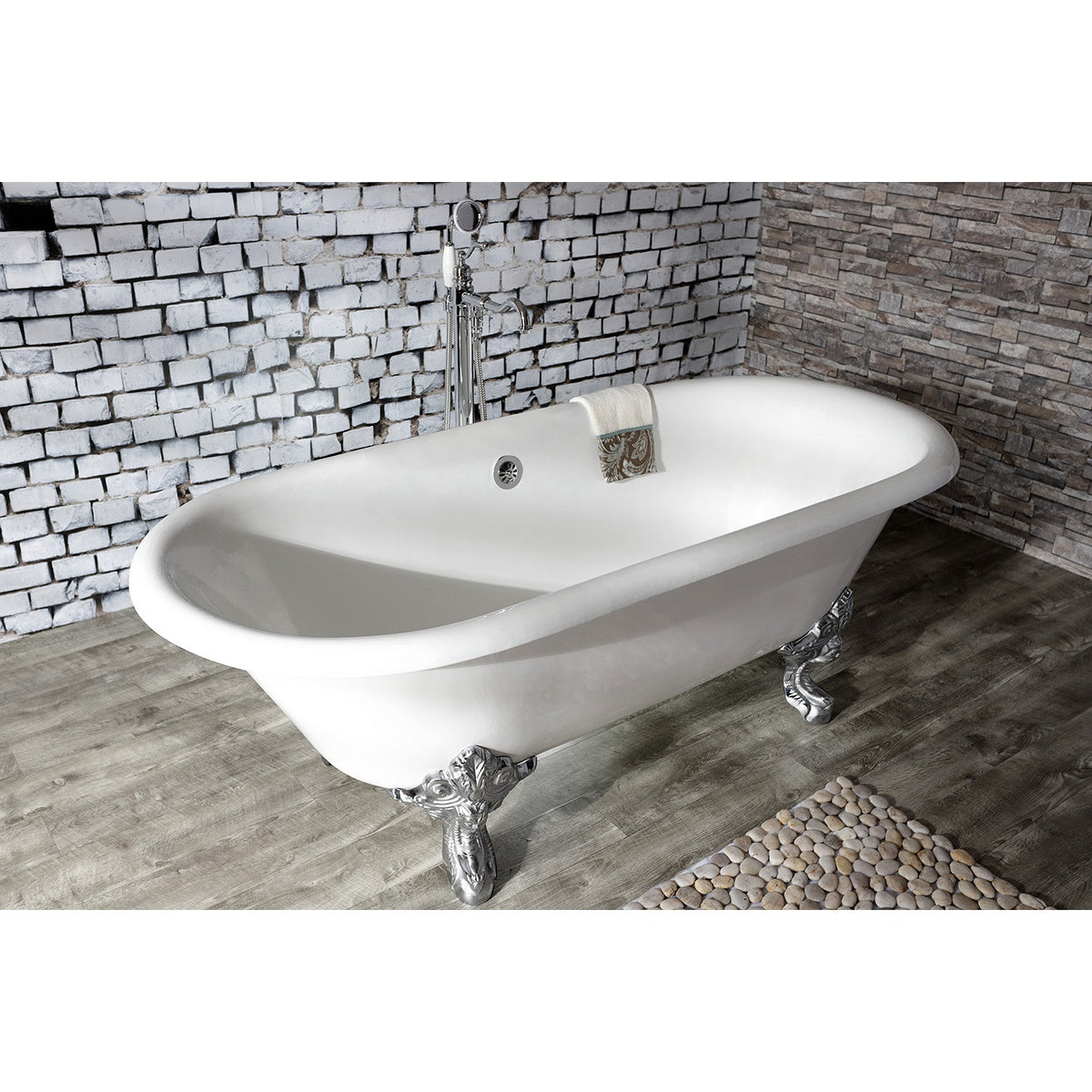 English Country Freestanding Tub Faucet with Hand Shower in Polished Chrome