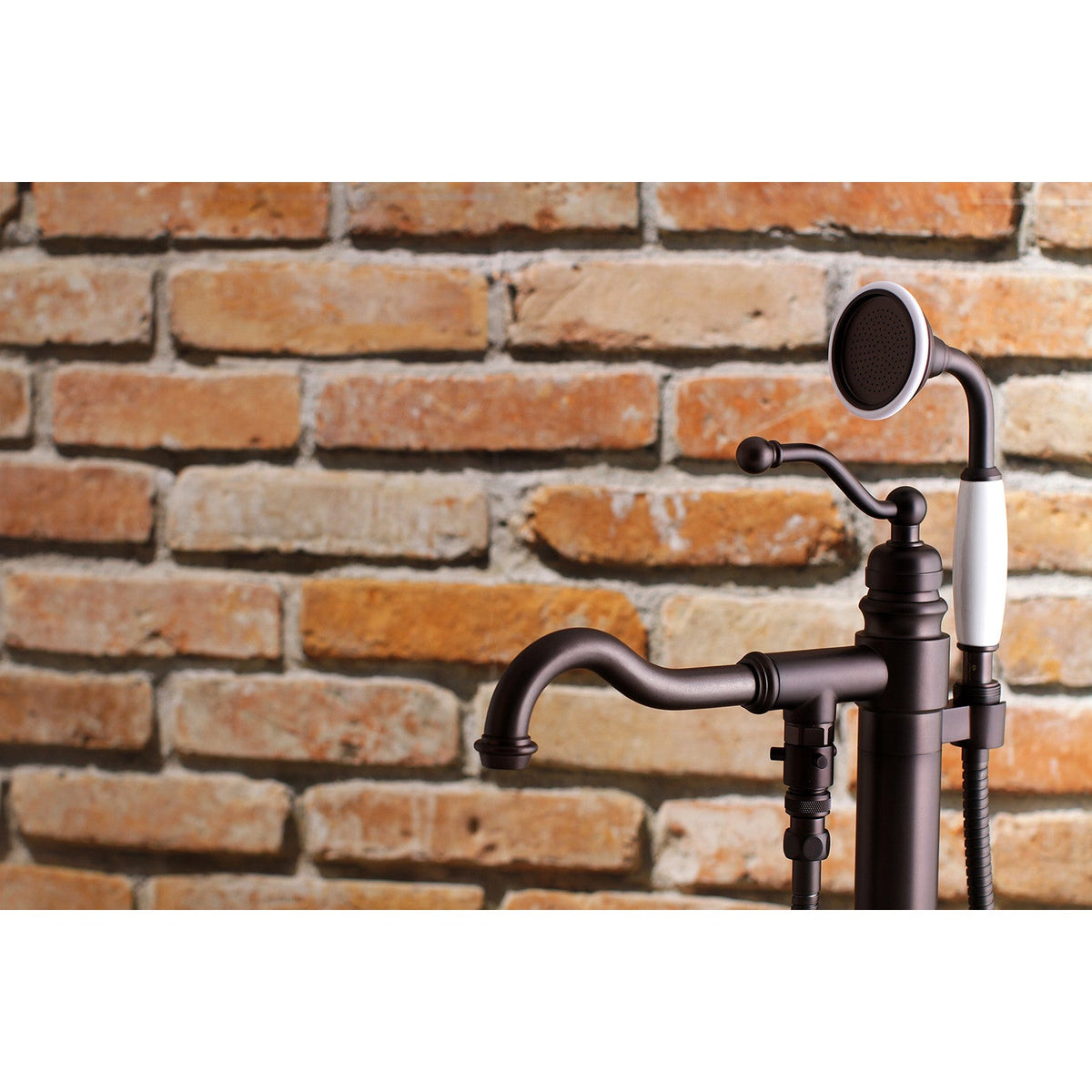 English Country Freestanding Tub Faucet with Hand Shower in Oil Rubbed Bronze