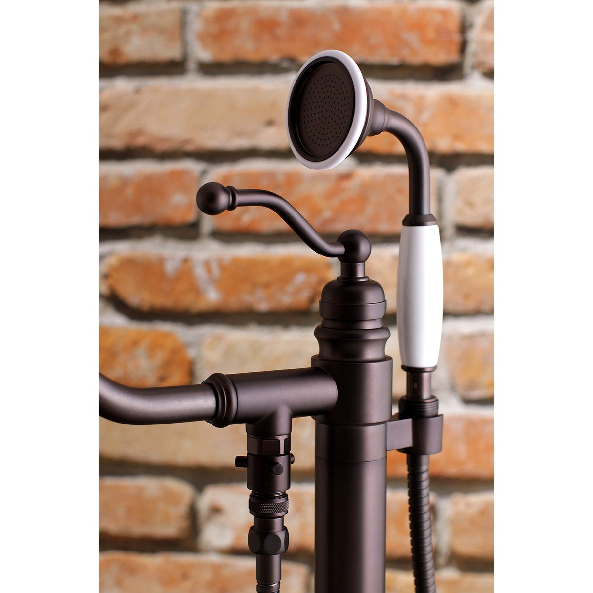 English Country Freestanding Tub Faucet with Hand Shower in Oil Rubbed Bronze