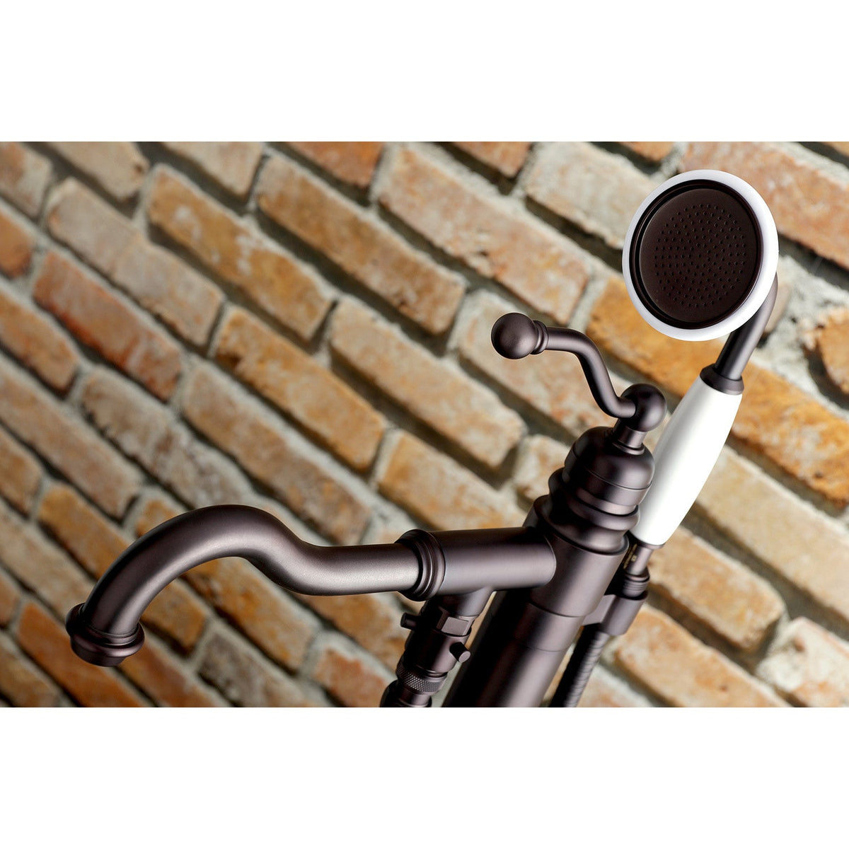 English Country Freestanding Tub Faucet with Hand Shower in Oil Rubbed Bronze