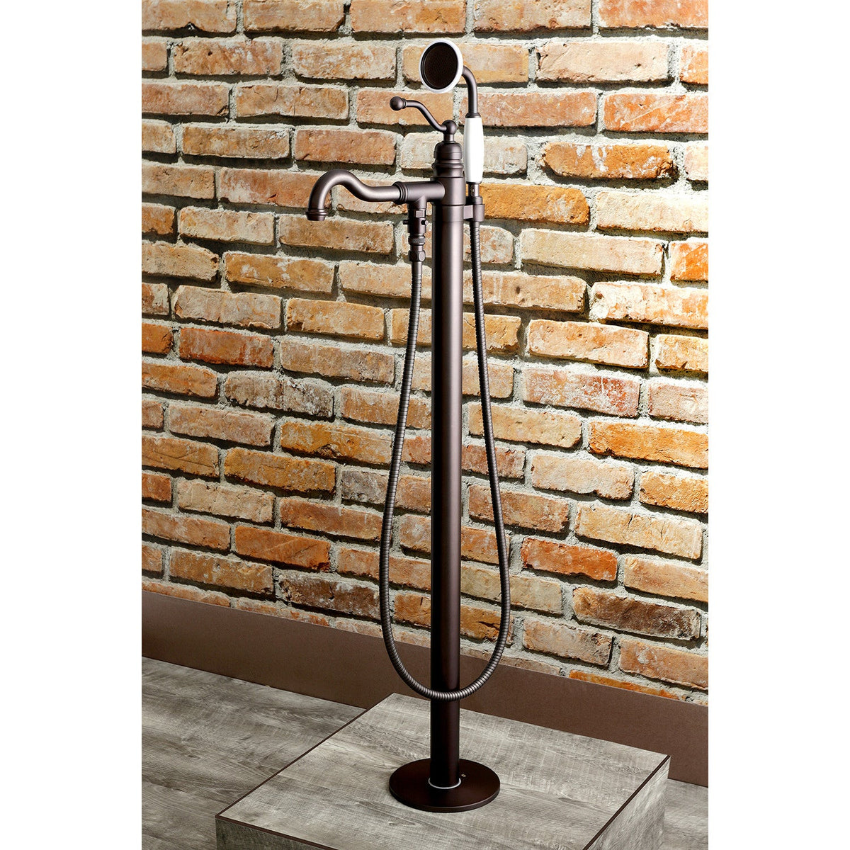 English Country Freestanding Tub Faucet with Hand Shower in Oil Rubbed Bronze