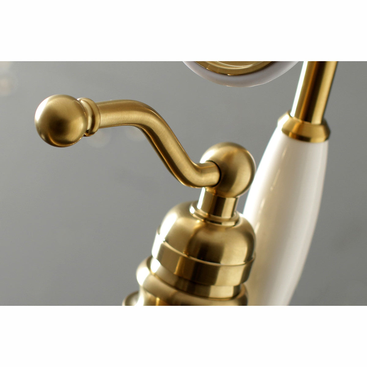 English Country Freestanding Tub Faucet with Hand Shower in Brushed Brass