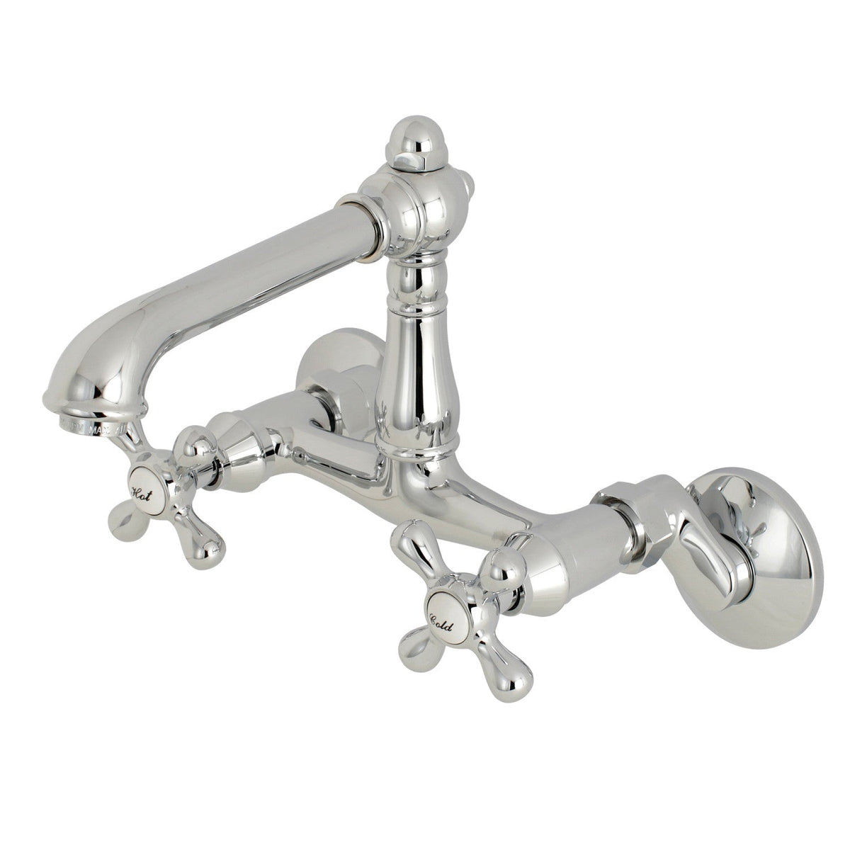 English Country Double-Handle Wall-Mount Bridge Kitchen Faucet in Polished Chrome