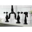 Kingston Brass English Country Bridge Kitchen Faucet with Brass Side Sprayer, Matte Black (KS7750ALBS)