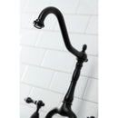 Kingston Brass English Country Bridge Kitchen Faucet with Brass Side Sprayer, Matte Black (KS7750ALBS)